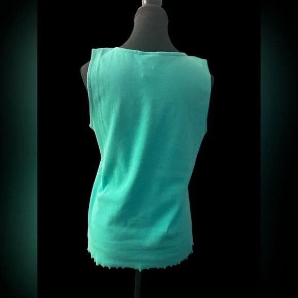 Ruby Rd Turquoise Sleeveless Top with Beaded Detail EUC M - Picture 3 of 6